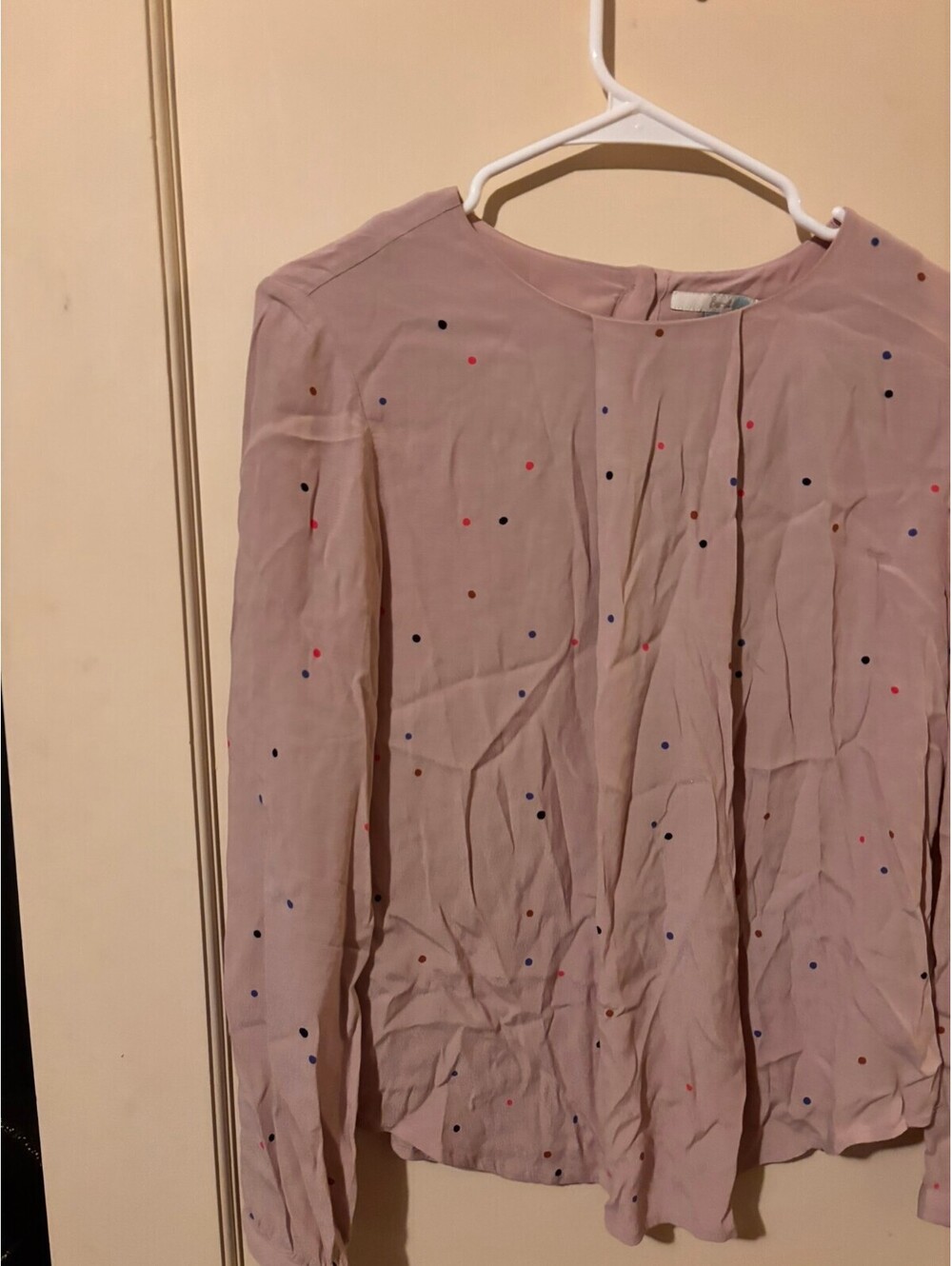 Pink polka dot long sleeve blouse 10